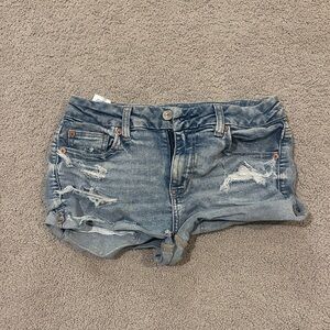 American Eagle Outfitters Blue Distressed Jean Shorts